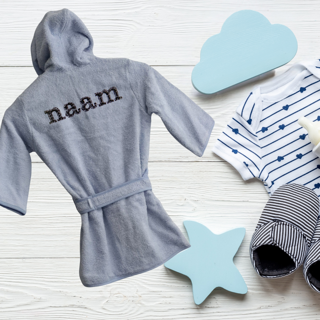 Baby Badjas met naam - Afbeelding 4